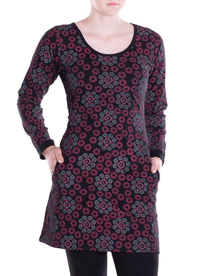 Vishes Tunikakleid Leichtes Langarmshirt-Kleid Damen Langarm Kleider retro 70er 80er Elfen, Hippie, Goa Style von Vishes