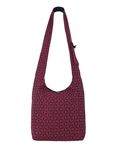 Vishes Unisex Umhängetasche Schultertasche - Tasche zum Umhängen für die Schulter Facetten Bumen dunkelrot von Vishes