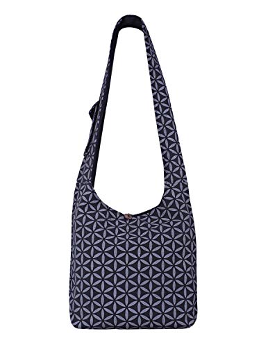 Vishes Unisex Umhängetasche Schultertasche - Tasche zum Umhängen für die Schulter Facetten Bumen schwarz von Vishes