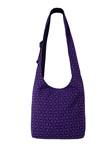 Vishes Unisex Umhängetasche Schultertasche - Tasche zum Umhängen für die Schulter Facetten Bumen violett von Vishes