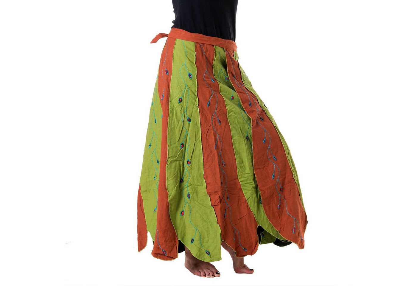 Vishes Wickelrock Langer Wickelrock bestickt im Patchworkdesign Hippie, Boho, Gibsy Style von Vishes