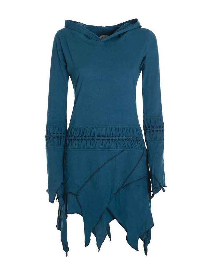Vishes Zipfelkleid Langarm Damen Elfen Zipfel Kleid Tunika mit Zipfelkapuze Hippie, Boho, Hoodie Style von Vishes