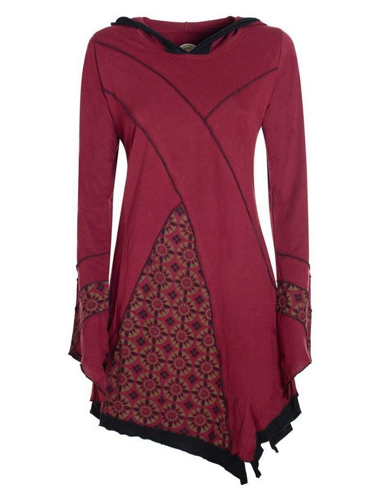 Vishes Zipfelkleid Langarm Damen Elfen Zipfelkleid Zipfelige Elfentunika Bedruckt Hippie, Boho, Goa Style von Vishes