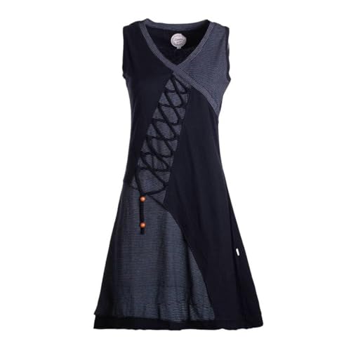 Vishes ärmelloses Damen-Kleid in schwarz-grau I Größe S (36) I Handgefertigt aus 100% Baumwolle I Kleid mit Wickeloptik I Ideal für Frühjahr & Sommer I Nachhaltige Alternative Bekleidung von Vishes