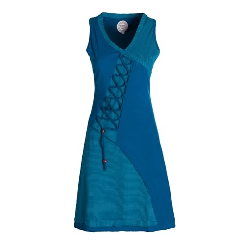 Vishes ärmelloses Damen-Kleid in türkis I Größe XL (42-44) I Handgefertigt aus 100% Baumwolle I Kleid mit Wickeloptik I Ideal für Frühjahr & Sommer I Nachhaltige Alternative Bekleidung von Vishes