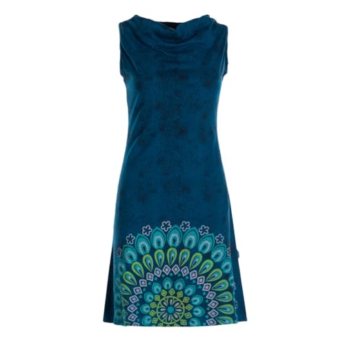 Vishes ärmelloses Damen-Kleid mit Mandala in Türkis I Größe 4XL (48) I Handgefertigt aus 100% Baumwolle I T-Shirt Kleid I Ideal für Frühjahr & Sommer I Nachhaltige Alternative Bekleidung von Vishes