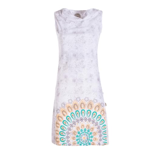 Vishes ärmelloses Damen-Kleid mit Mandala in Weiß I Größe 4XL (48) I Handgefertigt aus 100% Baumwolle I T-Shirt Kleid I Ideal für Frühjahr & Sommer I Nachhaltige Alternative Bekleidung von Vishes