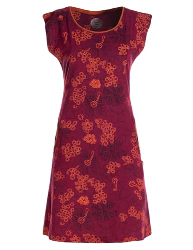 Vishes kurzärmliges Damen-Kleid in dunkelrot I Größe XS (34) I Handgefertigt aus 100% Baumwolle I Kleid mit Mandalas I Ideal für Sommer I Nachhaltige Alternative Bekleidung von Vishes