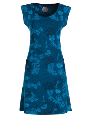 Vishes kurzärmliges Damen-Kleid in türkis I Größe XS (34) I Handgefertigt aus 100% Baumwolle I Kleid mit Mandalas I Ideal für Sommer I Nachhaltige Alternative Bekleidung von Vishes