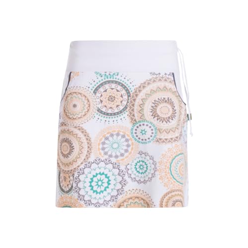 Vishes kurzer Damen-Rock mit Mandalas in weiß I Größe S (36) I Handgefertigt aus 100% Baumwolle I Rock mit Taschen I Ideal für warme & kalte Monate I Nachhaltige Alternative Bekleidung von Vishes