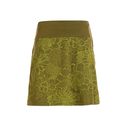 Vishes kurzer Damenrock mit Blumen-Spitze in Olive I Größe 4XL (46) I Handgefertigt aus 100% Baumwolle I Rock mit Taschen I Für warme & kalte Monate I Nachhaltige Alternative Bekleidung von Vishes
