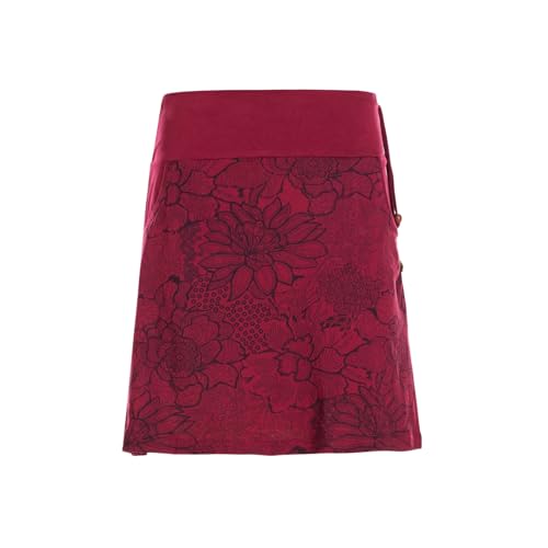 Vishes kurzer Damenrock mit Blumen-Spitze in dunkelrot I Größe 2XL (42-44) I Handgefertigt aus 100% Baumwolle I Rock mit Taschen I Für warme & kalte Monate I Nachhaltige Alternative Bekleidung von Vishes