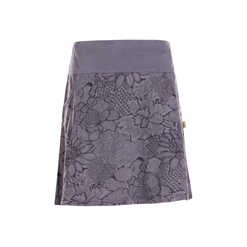 Vishes kurzer Damenrock mit Blumen-Spitze in grau I Größe 2XL (42-44) I Handgefertigt aus 100% Baumwolle I Rock mit Taschen I Für warme & kalte Monate I Nachhaltige Alternative Bekleidung von Vishes