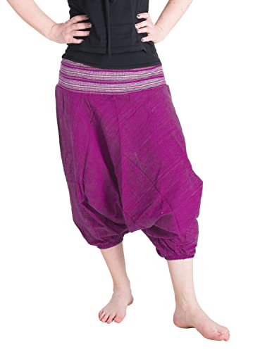 Vishes leichte Dreiviertel Haremhose in Blaurosa I Free Size (36-44) I Handgefertigt aus 100% Baumwolle I Auch für Kinder geeignet I Ideal für Sommer I Nachhaltige Alternative Bekleidung von Vishes