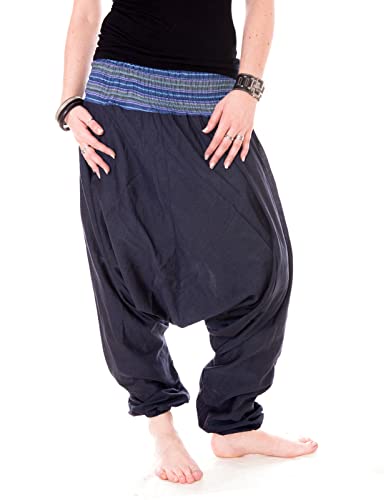 Vishes - Alternative Bekleidung - Damen luftige Sommerhose Haremshose Pluderhose Baumwolle tiefblau von Vishes
