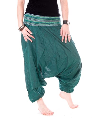 Vishes - Haremshose mit gestreiftem oder farbigem Bund - Unisex - Alternative Bekleidung für Damen und Herren von Vishes