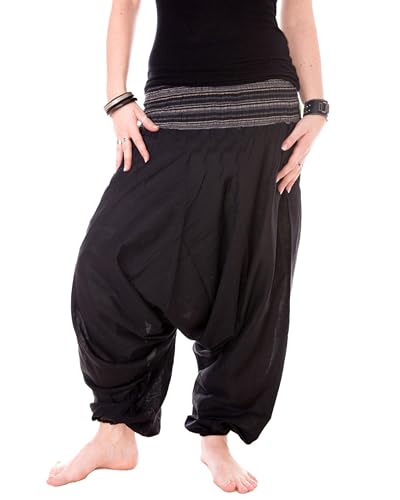 Vishes - Haremshose mit gestreiftem oder farbigem Bund - Unisex - Alternative Bekleidung für Damen und Herren von Vishes