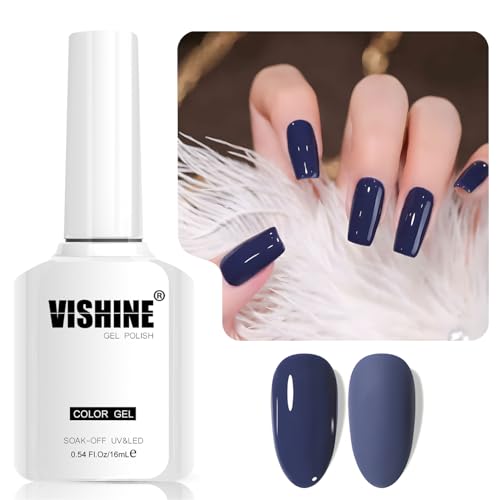 Vishine 16 ml semi-permanenter Gel-Nagellack, Indigo Blue Color, Soak Off LED Gel Polish Nail Art Designs Manicure Salon DIY at Home Farbe L378 Indigo Twilight von Vishine