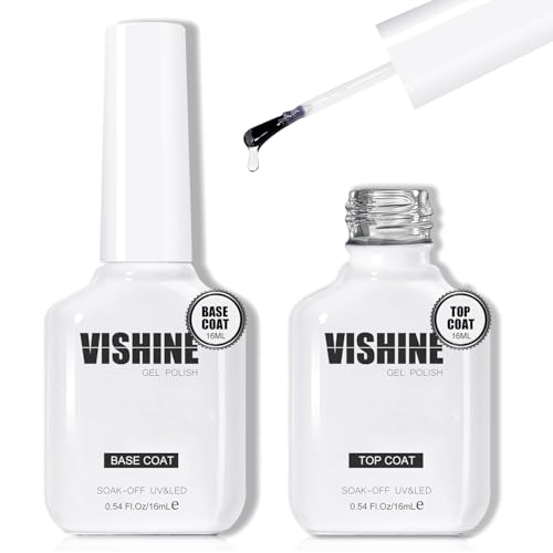 Vishine 16ml Glossy Gel Top Coat and Base Coat Set, 2 Pcs No Wipe Foundation Combination for UV Light Cure Gel Nail Polish Nail Art Vishine 16ml Glossy Gel Top Coat and Base Coat Set, 2 Pcs No Wipe Foundation Combination for UV Light Cure Gel Nail Polish Nail Art von Vishine