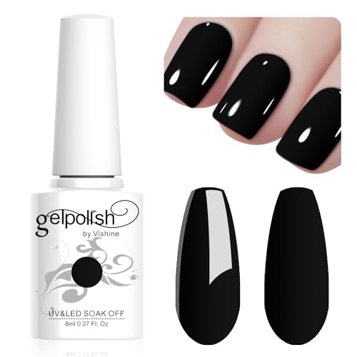 Vishine 8ML Gel Nail Polish 1Pcs Black Color Gel Polish Long-Lasting Nails Gel Soak Off Fall Gel Nail Polish Nail Art Manicure Salon at Home, L041 von Vishine