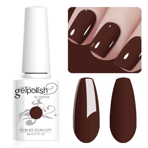 Vishine 8ML Gel-Nail-Polish 1Pcs Dunkles Braun Gel-Polish Langanhaltend Nail-Art Maniküre Salon zu Hause, L039 von Vishine