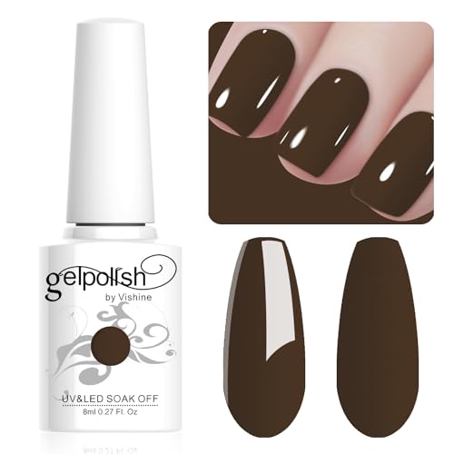 Vishine 8ML Gel Nail Polish 1Pcs DarkBrown Color Gel Polish Long-Lasting Nails Gel Soak Off Fall Gel Nail Polish Nail Art Manicure Salon at Home, L029 von Vishine