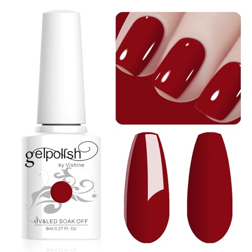 Vishine 8ML Gel Nail Polish 1Pcs DarkRed Color Gel Polish Long-Lasting Nails Gel Soak Off Fall Gel Nail Polish Nail Art Manicure Salon at Home, L016 von Vishine
