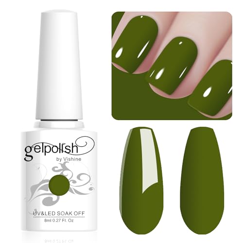 Vishine 8ML Gel Nail Polish 1Pcs Green Color Gel Polish Long-Lasting Nails Gel Soak Off Fall Gel Nail Polish Nail Art Manicure Salon at Home, L022 von Vishine