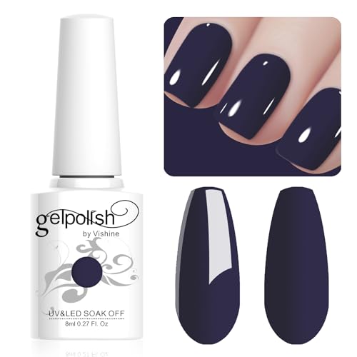 Vishine 8ML Gel Nail Polish 1Pcs MidnightBlue Color Gel Polish Long-Lasting Nails Gel Soak Off Fall Gel Nail Polish Nail Art Manicure Salon at Home, L031 von Vishine