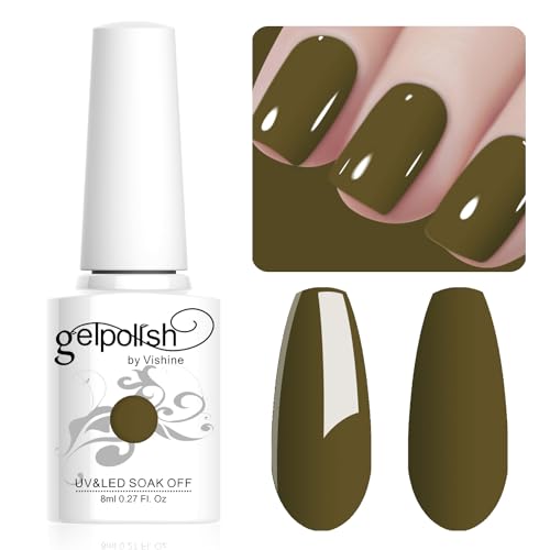 Vishine 8ML Gel Nail Polish 1Pcs OliveDrab Color Gel Polish Long-Lasting Nails Gel Soak Off Fall Gel Nail Polish Nail Art Manicure Salon at Home, L023 von Vishine