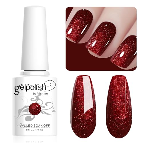 Vishine 8ML Gel Nail Polish 1Pcs Pearl Red Color Gel Polish Long-Lasting Nails Gel Soak Off Fall Gel Nail Polish Nail Art Manicure Salon at Home, L042 von Vishine