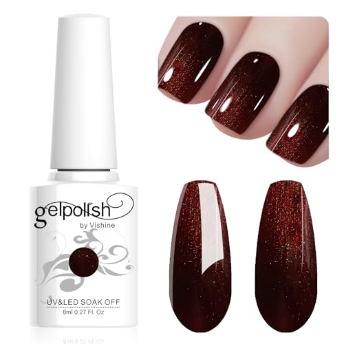 Vishine 8ML Gel Nail Polish 1Pcs Pearl RedBrown Color Gel Polish Long-Lasting Nails Gel Soak Off Fall Gel Nail Polish Nail Art Manicure Salon at Home, L036 von Vishine