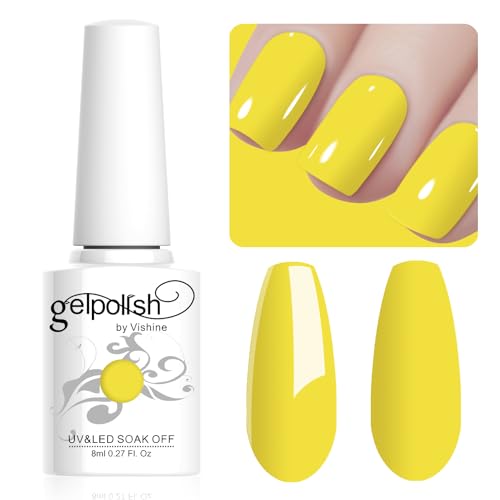 Vishine 8ML Gel Nail Polish 1Pcs Yellow Color Gel Polish Long-Lasting Nails Gel Soak Off Fall Gel Nail Polish Nail Art Manicure Salon at Home, L002 von Vishine