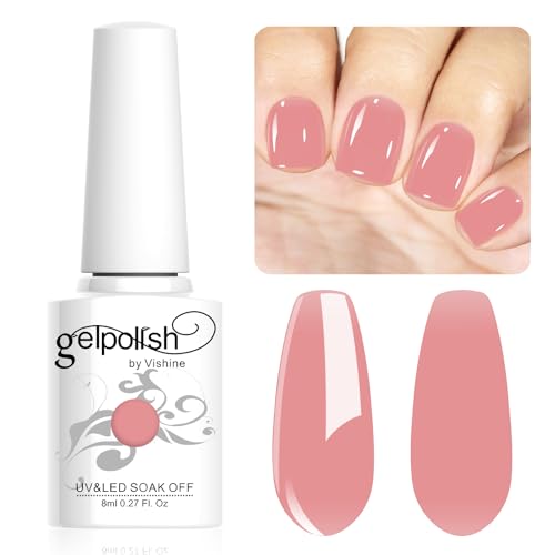 Vishine 8ml Gel Nail Polish Deep Pink Gel Polish Sheer Neutral Color Jelly Gel Nail Polish Natural Translucent Soak Off UV Gel Nail Art French Manicure L141 von Vishine