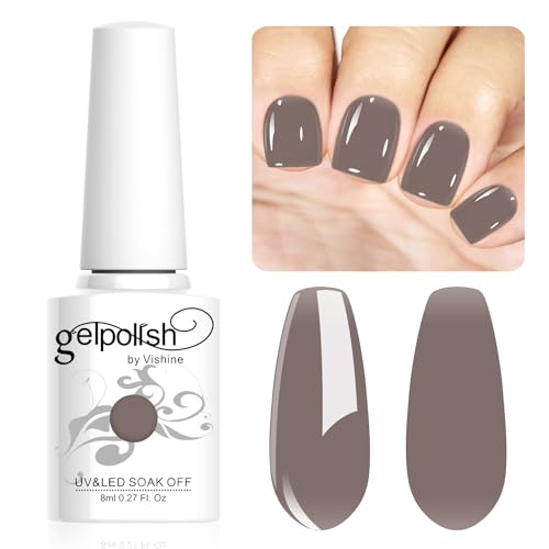 Vishine 8ml Gel Nail Polish Jelly Brown Gel Polish Sheer Neutral Color Jelly Gel Nail Polish Natural Translucent Soak Off UV Gel Nail Art Manicure L169 von Vishine
