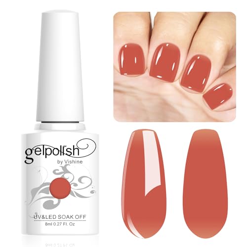 Vishine 8ml Gel Nail Polish Jelly Brown Red Gel Polish Sheer Neutral Color Jelly Gel Nail Polish Natural Translucent Soak Off UV Gel Nail Art Manicure L150 von Vishine