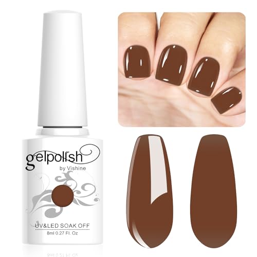 Vishine 8ml Gel Nail Polish Jelly Chocolate Brown Gel Polish Sheer Neutral Color Jelly Gel Nail Polish Natural Translucent Soak Off UV Gel Nail Art Manicure L178 von Vishine