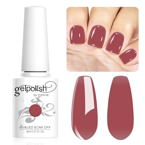 Vishine 8ml Gel Nail Polish Jelly Crimson Gel Polish Sheer Neutral Color Jelly Gel Nail Polish Natural Translucent Soak Off UV Gel Nail Art Manicure L159 von Vishine