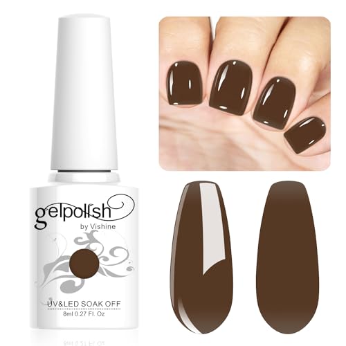 Vishine 8ml Gel Nail Polish Jelly Dark Brown Gel Polish Sheer Neutral Color Jelly Gel Nail Polish Natural Translucent Soak Off UV Gel Nail Art Manicure L179 von Vishine