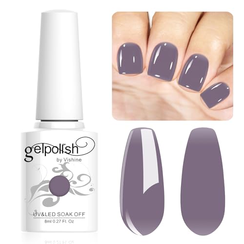Vishine 8ml Gel Nail Polish Jelly Lavender Grey Gel Polish Sheer Neutral Color Jelly Gel Nail Polish Natural Translucent Soak Off UV Gel Nail Art Manicure L167 von Vishine