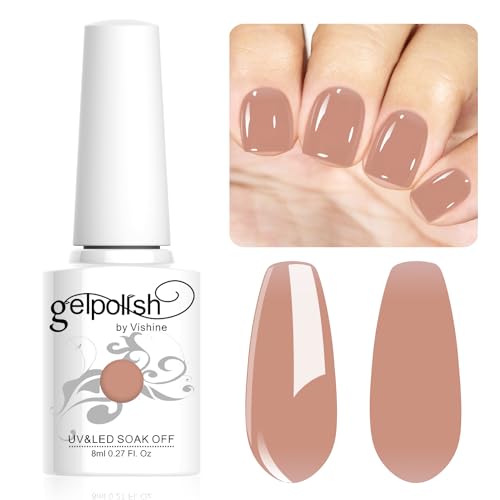 Vishine 8ml Gel Nail Polish Jelly Light Brown Gel Polish Sheer Neutral Color Jelly Gel Nail Polish Natural Translucent Soak Off UV Gel Nail Art Manicure L143 von Vishine
