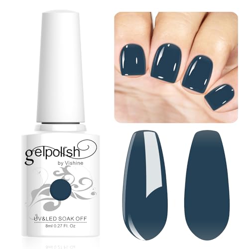 Vishine 8ml Gel Nail Polish Jelly Navy Blue Gel Polish Sheer Neutral Color Jelly Gel Nail Polish Natural Translucent Soak Off UV Gel Nail Art Manicure L174 von Vishine