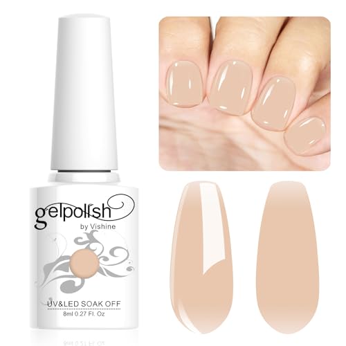 Vishine 8ml Gel Nail Polish Jelly Nude Gel Polish Sheer Neutral Color Jelly Gel Nail Polish Natural Translucent Soak Off UV Gel Nail Art Manicure L146 von Vishine