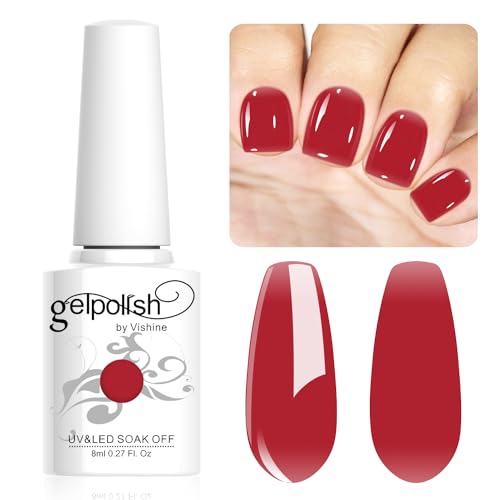 Vishine 8ml Gel Nail Polish Jelly Red Gel Polish Sheer Neutral Color Jelly Gel Nail Polish Natural Translucent Soak Off UV Gel Nail Art French L153 von Vishine
