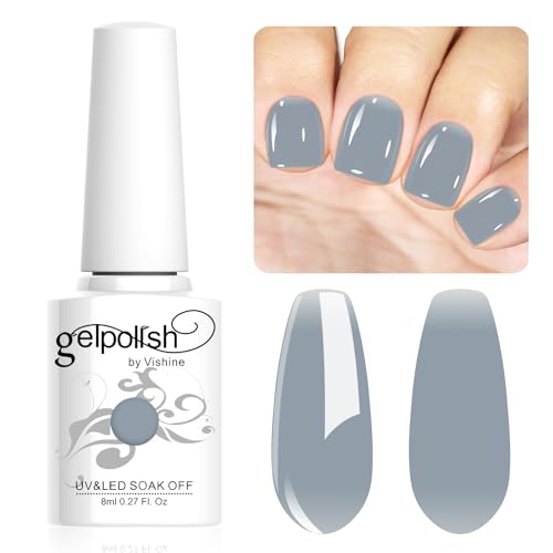 Vishine 8ml Gel Nail Polish Jelly Slate Blue Gel Polish Sheer Neutral Color Jelly Gel Nail Polish Natural Translucent Soak Off UV Gel Nail Art French Manicure L163 von Vishine