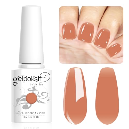 Vishine 8ml Gel Nail Polish Jelly Terracotta Gel Polish Sheer Neutral Color Jelly Gel Nail Polish Natural Translucent Soak Off UV Gel Nail Art French Manicure L149 von Vishine