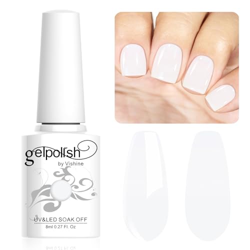 Vishine 8ml Gel Nail Polish Milky White Gel Polish Sheer Neutral Color Jelly Gel Nail Polish Natural Translucent Soak Off UV Gel Nail Art French Manicure L136 von Vishine