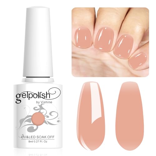 Vishine 8ml Gel Nail Polish Nude Gel Polish Sheer Neutral Color Jelly Gel Nail Polish Natural Translucent Soak Off UV Gel Nail Art French Manicure L142 von Vishine