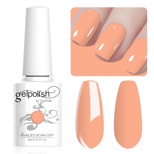 Vishine 8ml Pastel Gel Nail Polish Macaroon Creamy Orange Gel Polish Soft Bright Colors Long-Lasting Soak Off Nail Art Manicure Salon at Home, L189 von Vishine