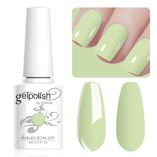 Vishine 8ml Pastel Gel Nail Polish Macaroon Light Green Gel Polish Soft Bright Colors Long-Lasting Soak Off Nail Art Manicure Salon at Home, L217 von Vishine